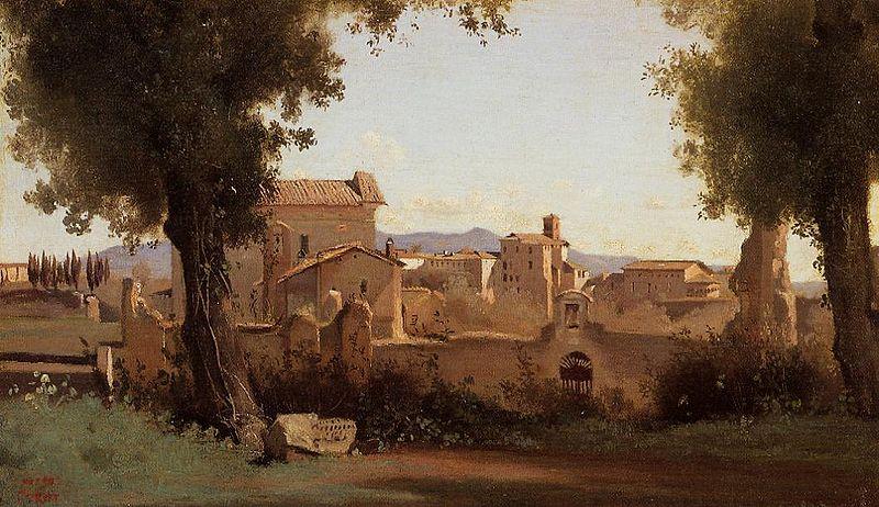 Jean Baptiste Camille  Corot Farnese Gardens Germany oil painting art